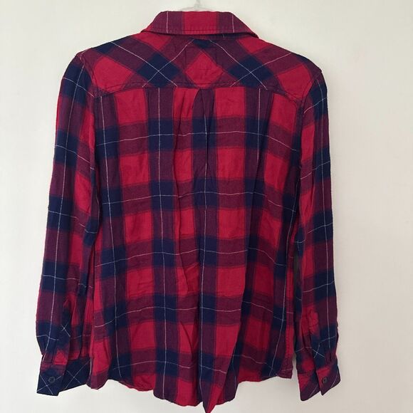 Rails Hunter Plaid Shirt Ruby Navy Check Flannel Long Sleeve Soft Buttondown M - Picture 2 of 10